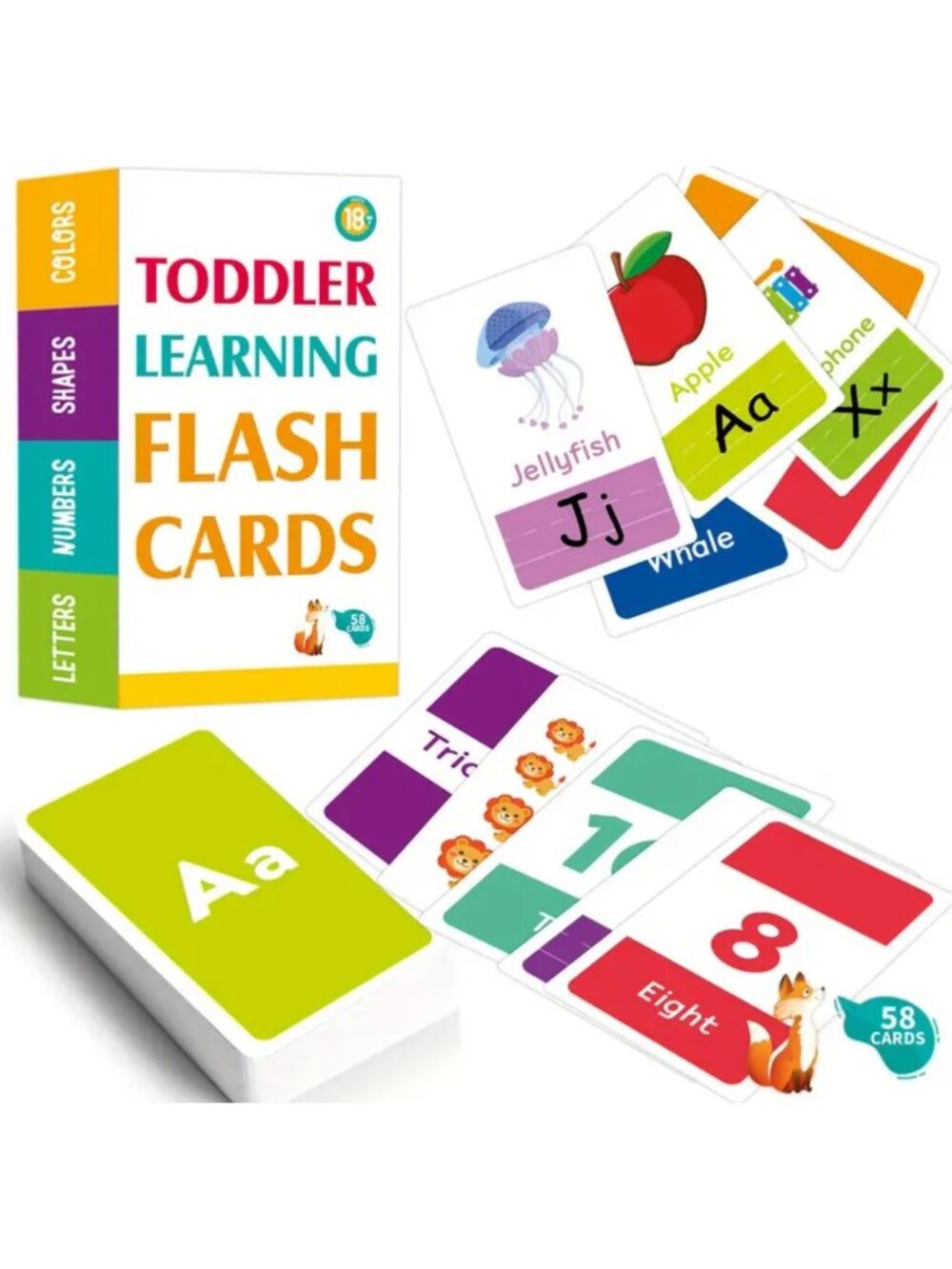 Early Education Flash Cards Toddler Learn English Shapes Numbers Letters Ani NIB